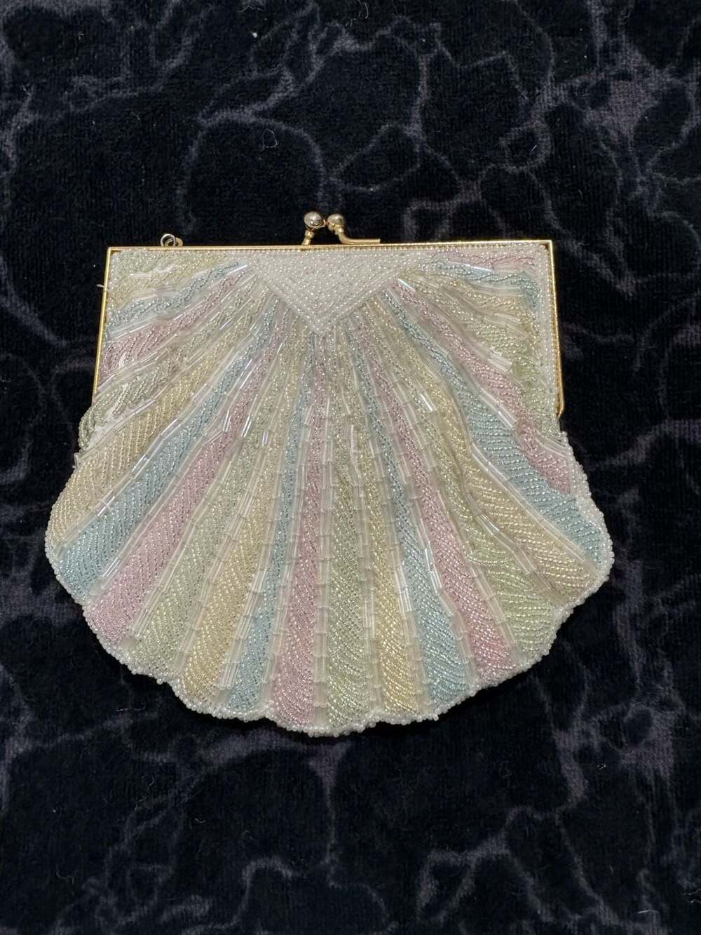 André Cellini Vintage Cottagecore Pastel Rainbow Beaded Seashell Beach Evening C